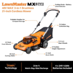 LawnMaster CLMF4821A 48V bežična kosilica 21” (brushless) + 4×4.0Ah baterije i dual punjač - Slika 2